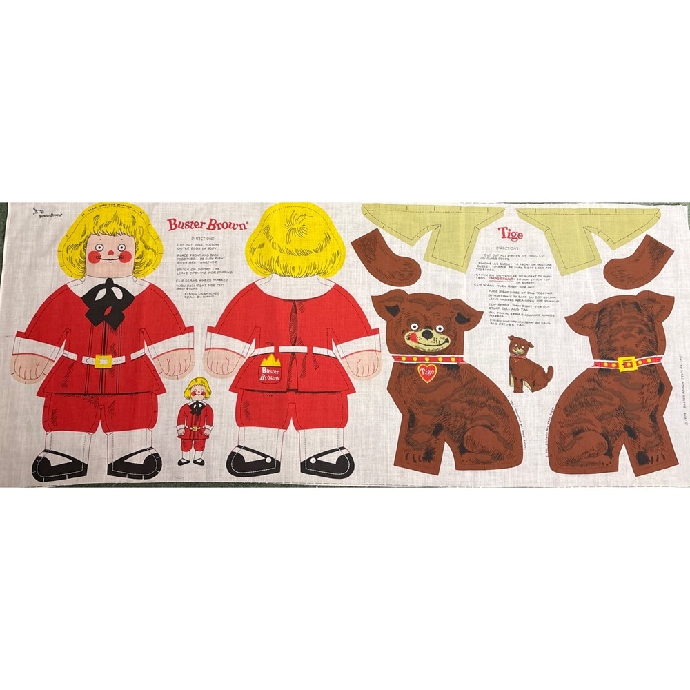 1970s Cut and Sew Material for‎ Buster Brown and Tige Stuffed Dolls
